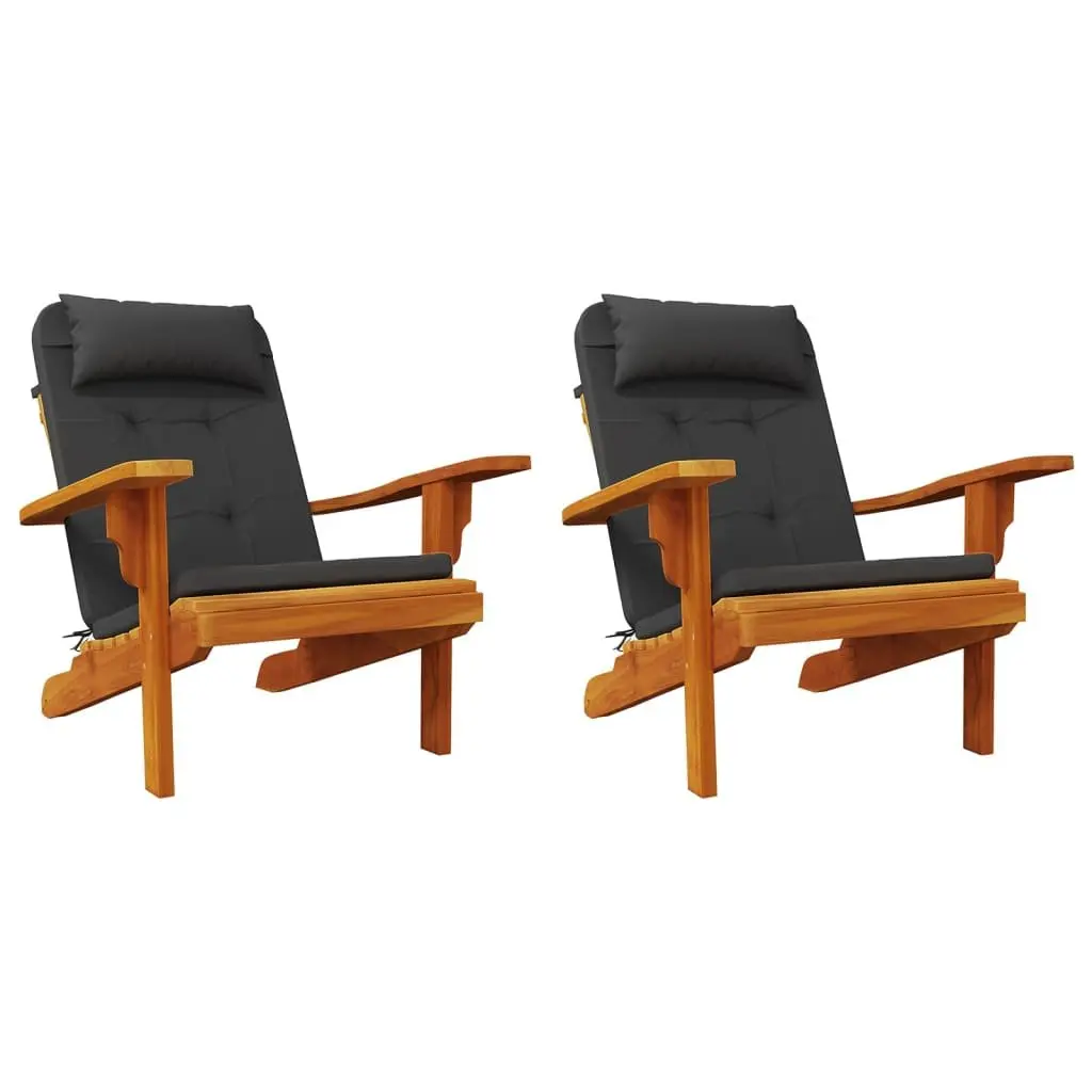 Adirondack Chair Cushions Outdoor Use 2 Pieces Black Oxford Fabric Seat Pad