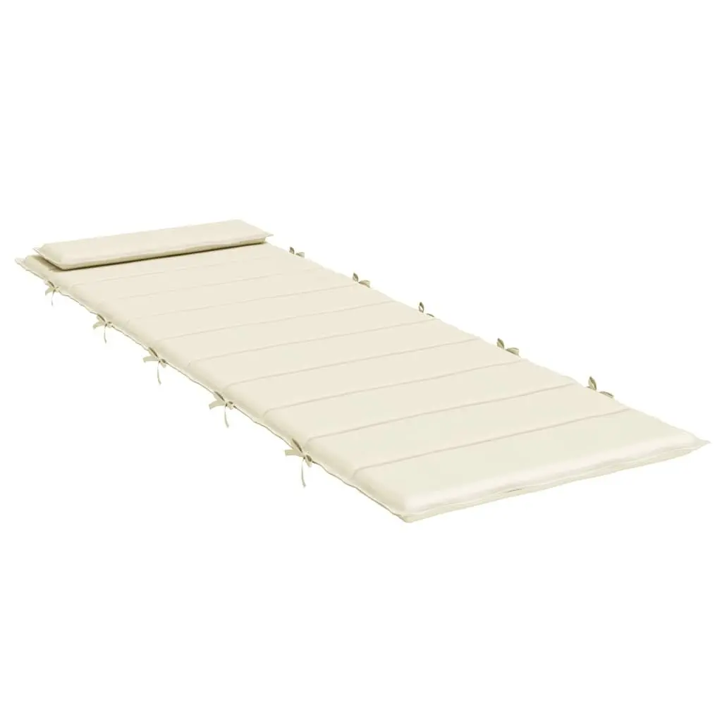 Sun Lounger Cushion Outdoor Garden Patio 180 x 60 cm Cream Water-Resistant Oxford