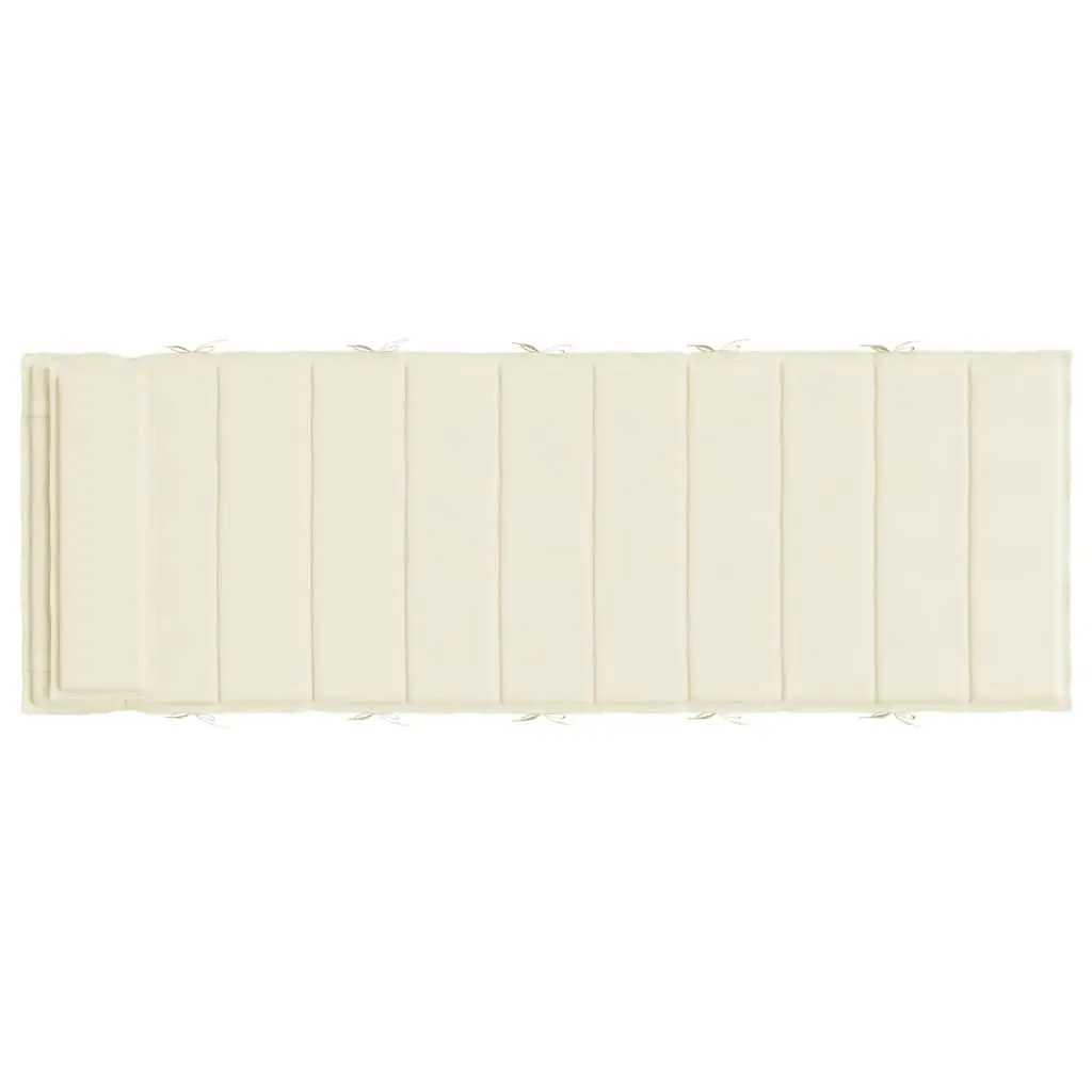 Sun Lounger Cushion Outdoor Garden Patio 180 x 60 cm Cream Water-Resistant Oxford