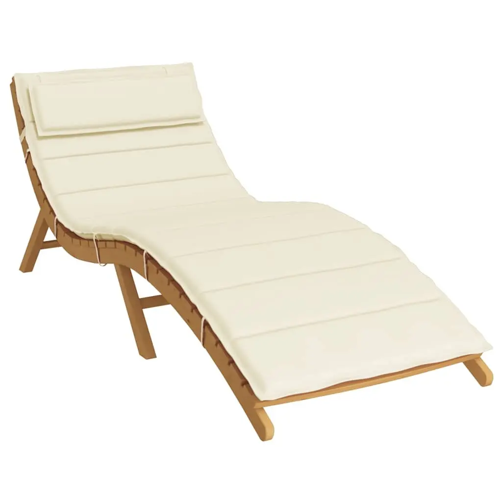 Sun Lounger Cushion Outdoor Garden Patio 180 x 60 cm Cream Water-Resistant Oxford