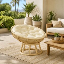 100cm Round Garden Chair Cushion in Cream Oxford Fabric