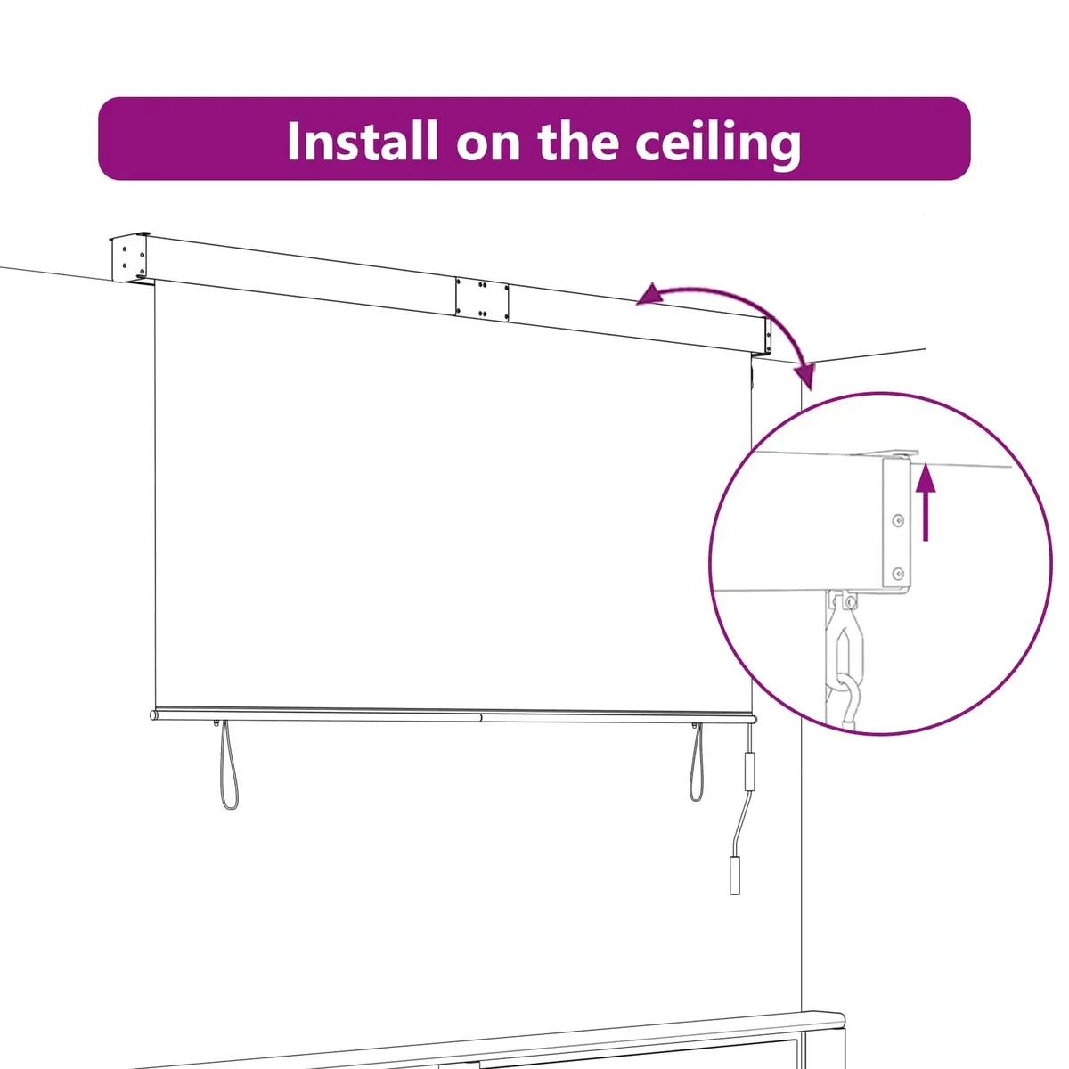 Outdoor Roller Blind Cream 180 x 250 cm UV Protection Hand Crank