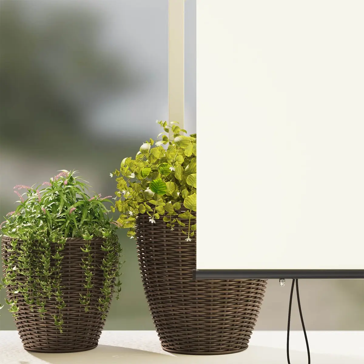 Outdoor Roller Blind Cream 180 x 250 cm UV Protection Hand Crank