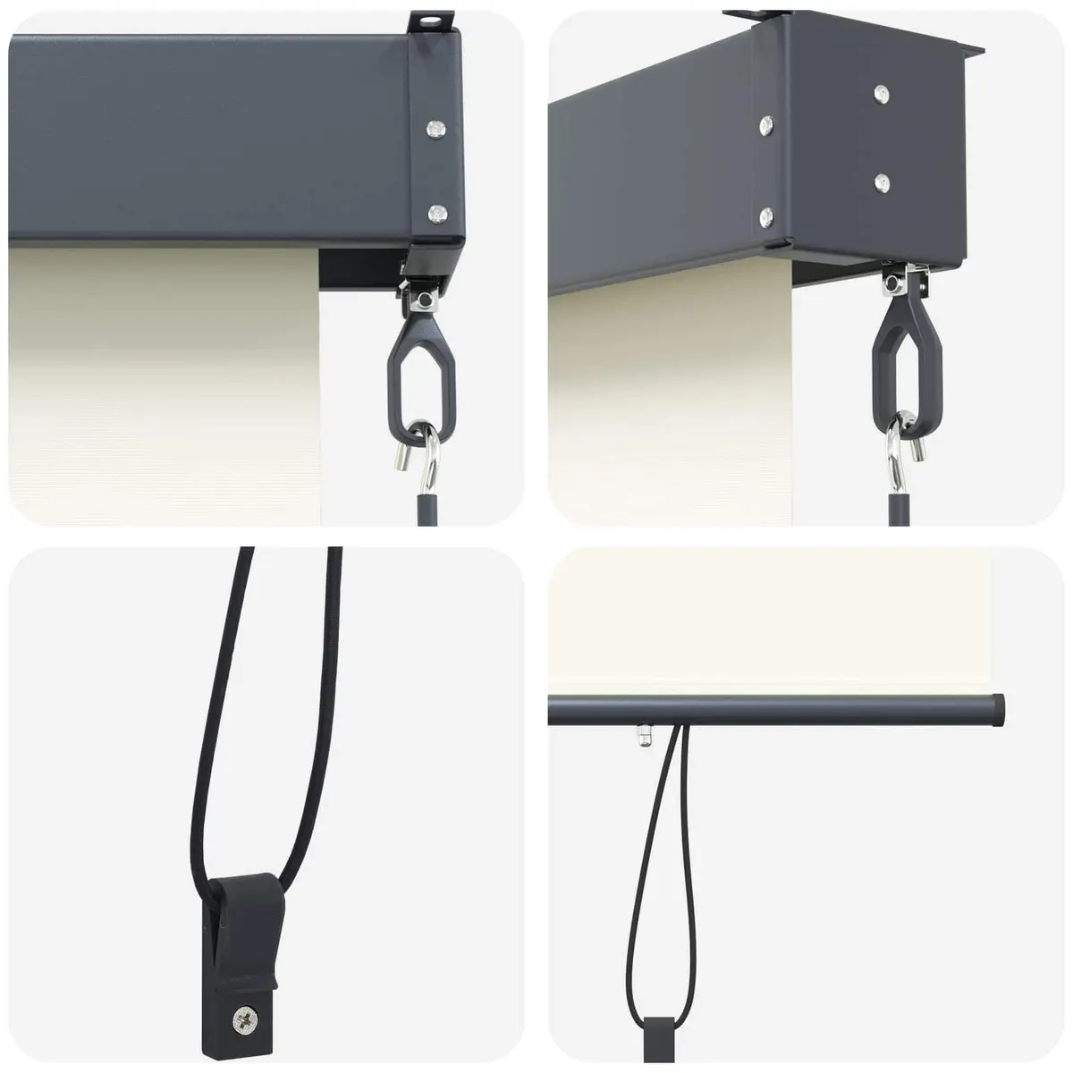 Outdoor Roller Blind Cream 180 x 250 cm UV Protection Hand Crank