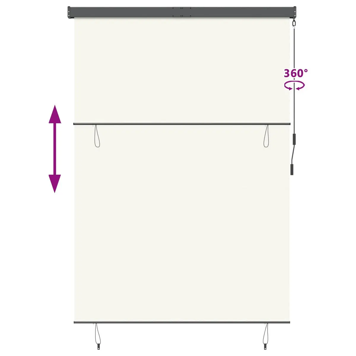 Outdoor Roller Blind Cream 180 x 250 cm UV Protection Hand Crank