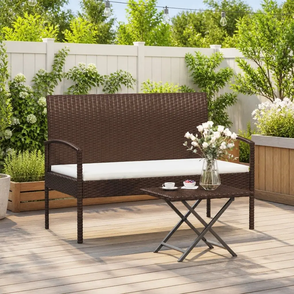 Garden Bench for Outdoor Use 105cm Brown Poly Rattan