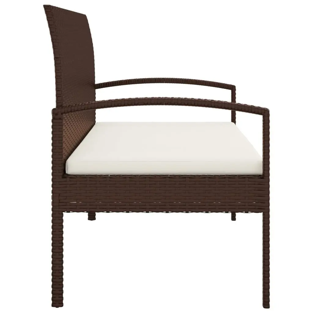 Garden Bench for Outdoor Use 105cm Brown Poly Rattan