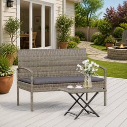 105cm Grey Garden Bench with Cushion Specifications