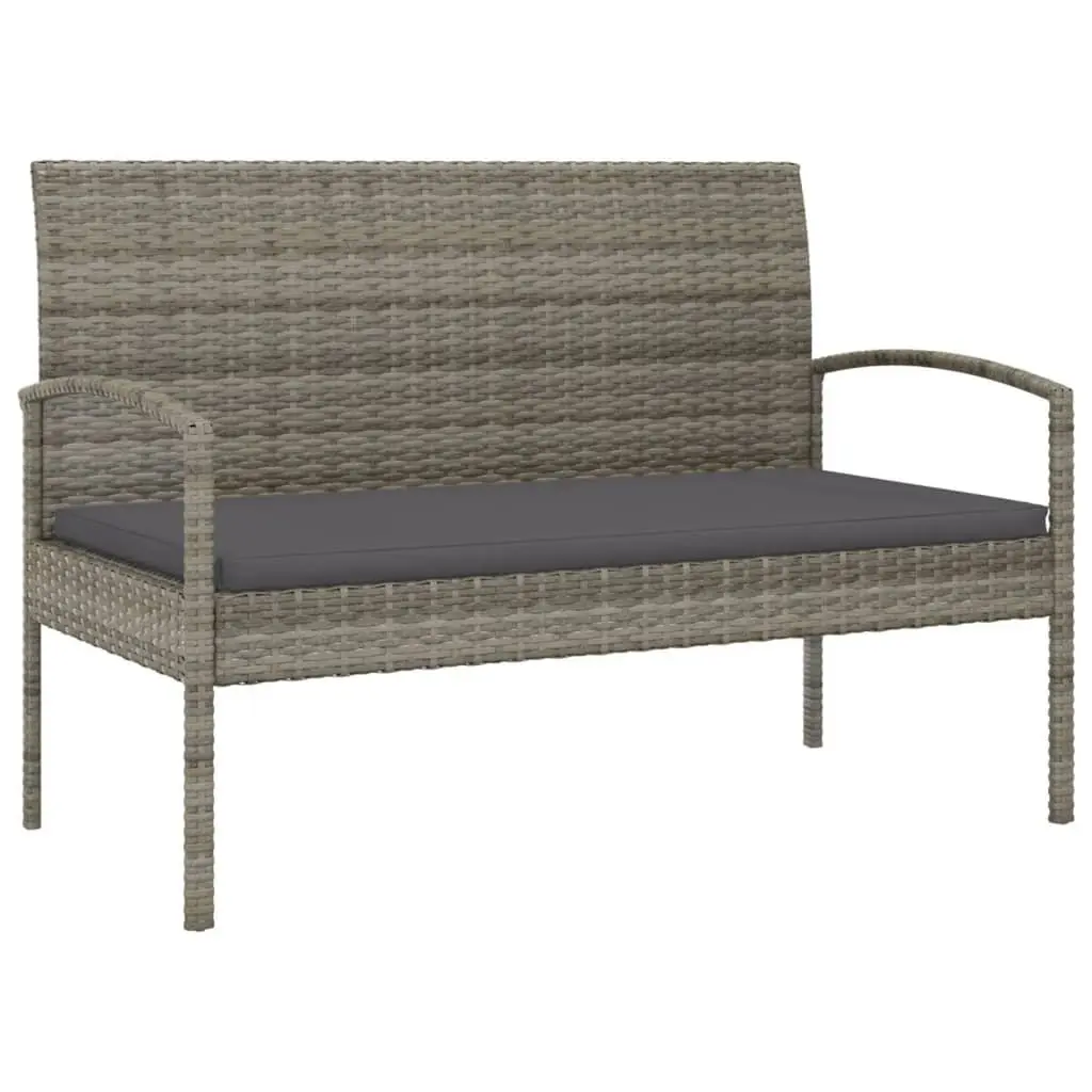 Garden Bench Outdoor 105cm Grey Poly Rattan Seating