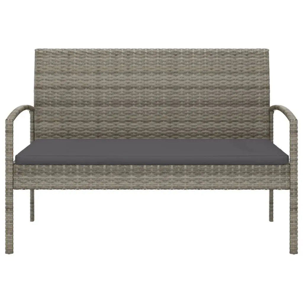 Garden Bench Outdoor 105cm Grey Poly Rattan Seating