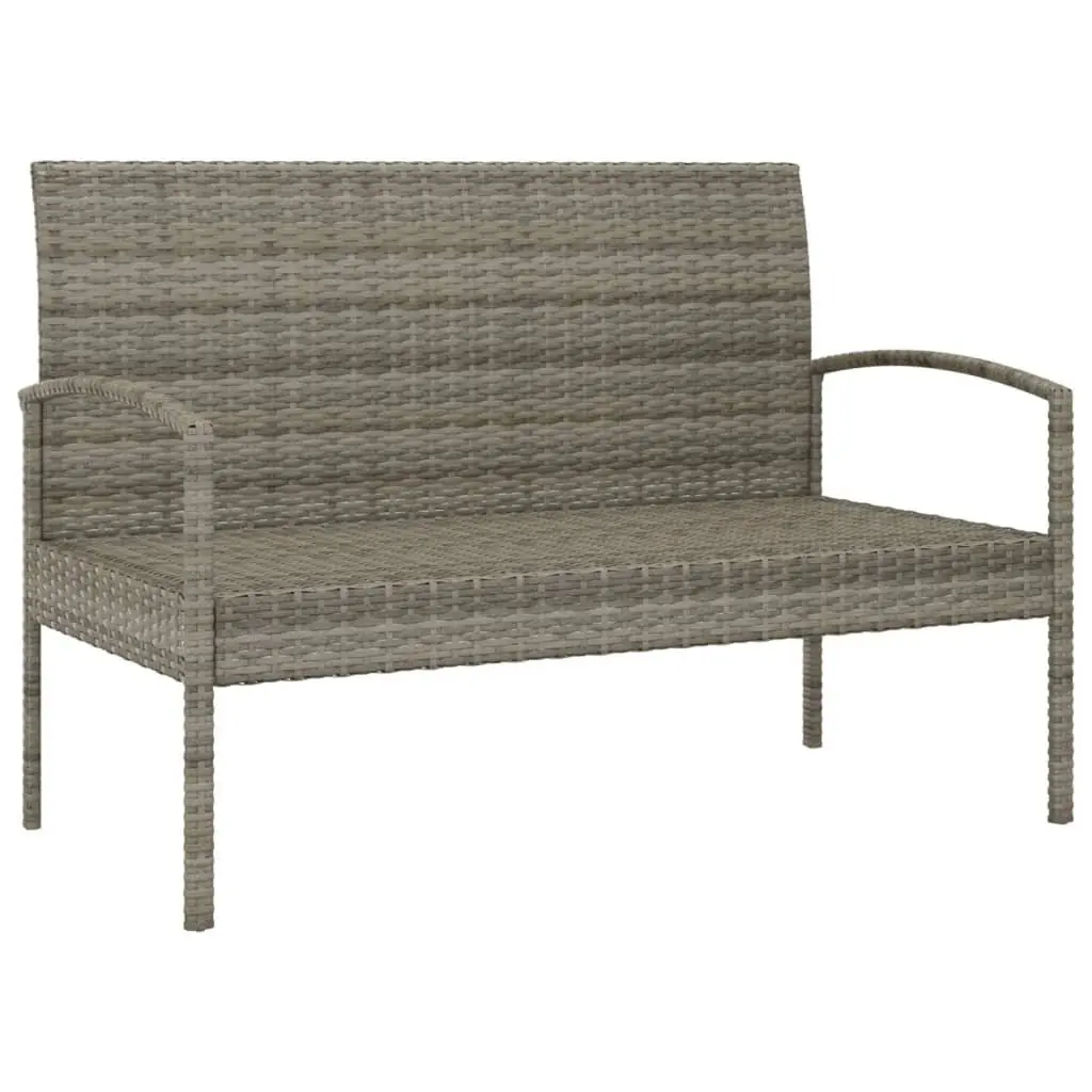 Garden Bench Outdoor 105cm Grey Poly Rattan Seating