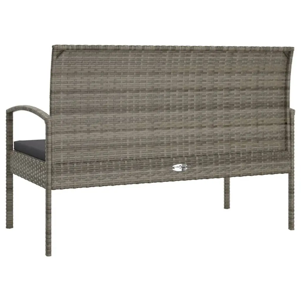 Garden Bench Outdoor 105cm Grey Poly Rattan Seating