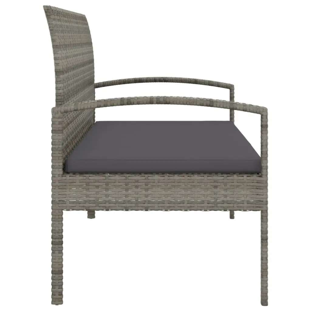 Garden Bench Outdoor 105cm Grey Poly Rattan Seating