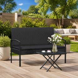 Black Garden Bench Specifications: 105cm, Poly Rattan