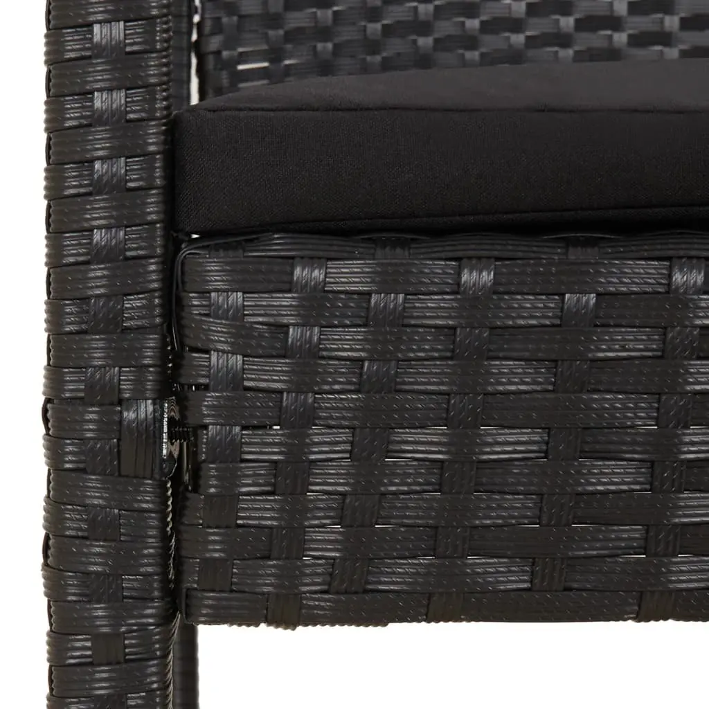 Garden Bench with Cushion Black 105cm Outdoor Seating Poly Rattan Patio