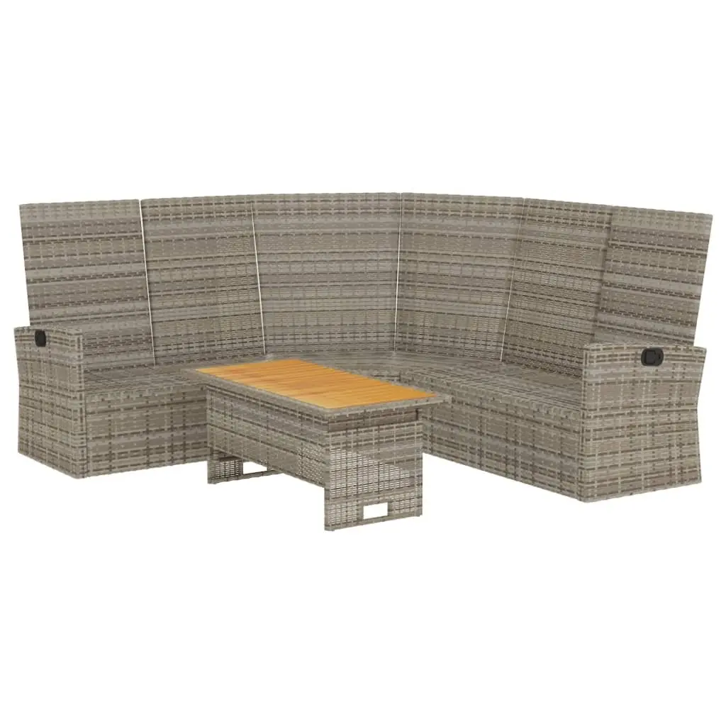 2 Piece Outdoor Garden Lounge Set with Cushions Grey Poly Rattan Patio Furniture