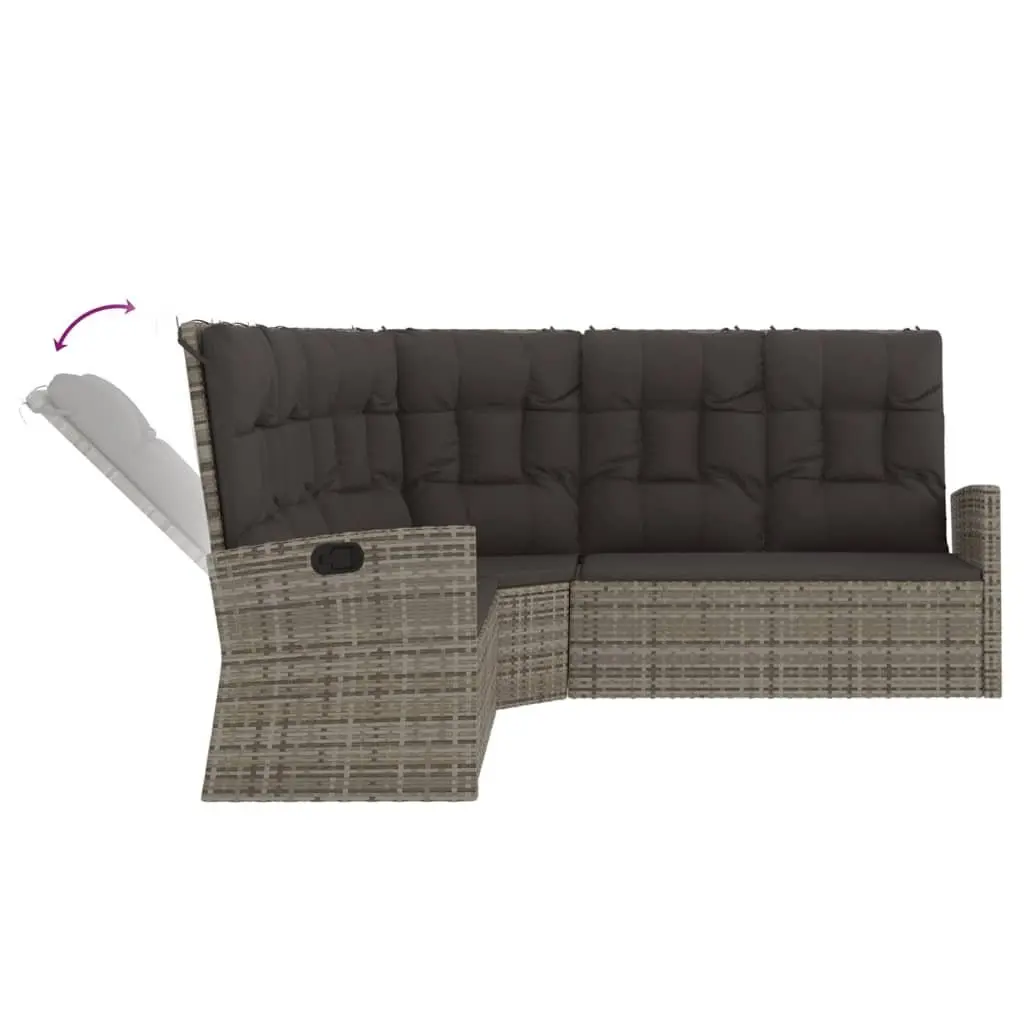 2 Piece Outdoor Garden Lounge Set with Cushions Grey Poly Rattan Patio Furniture