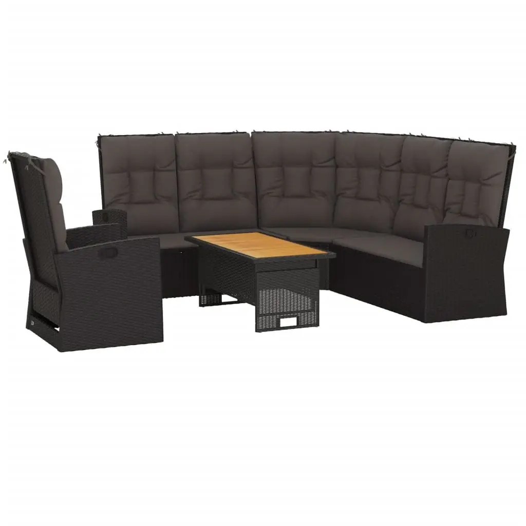 Garden Lounge Set Outdoor Use 3 Piece Black Poly Rattan Patio Seating