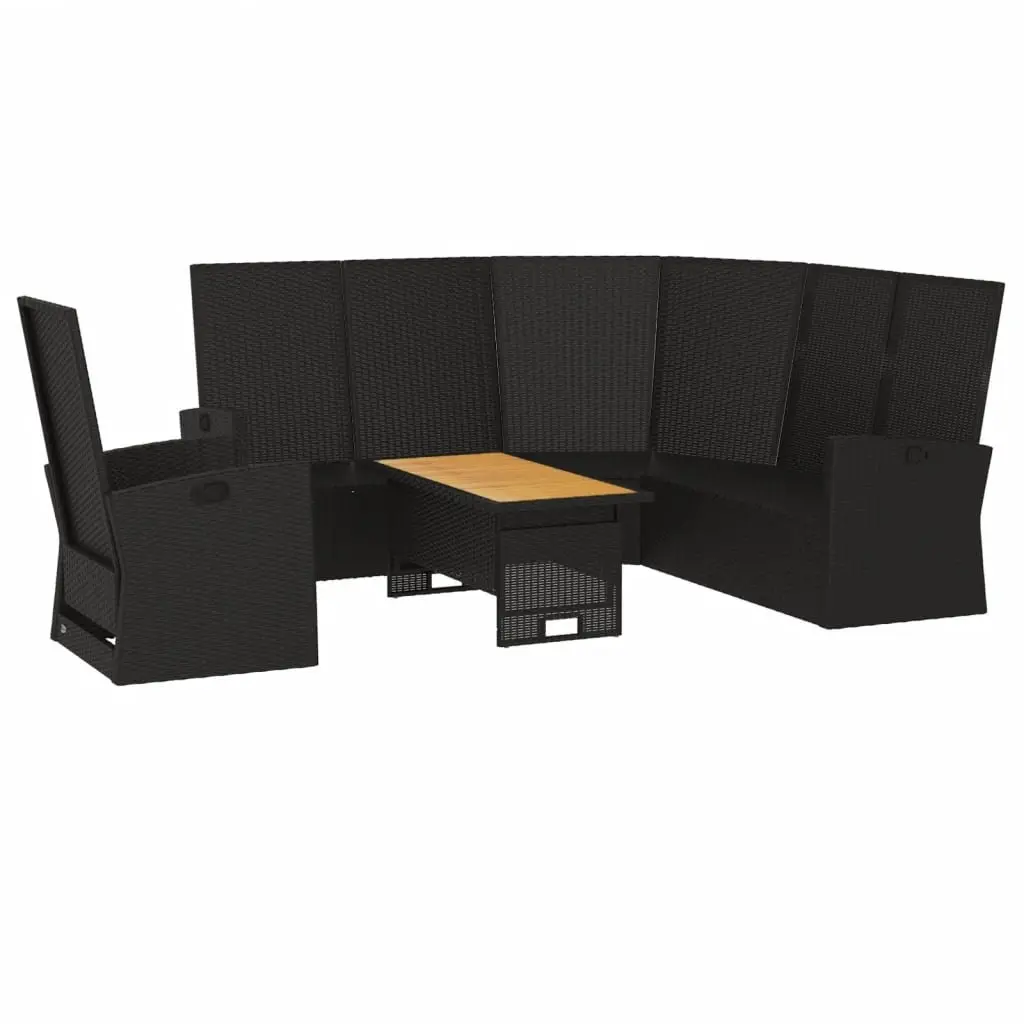 Garden Lounge Set Outdoor Use 3 Piece Black Poly Rattan Patio Seating