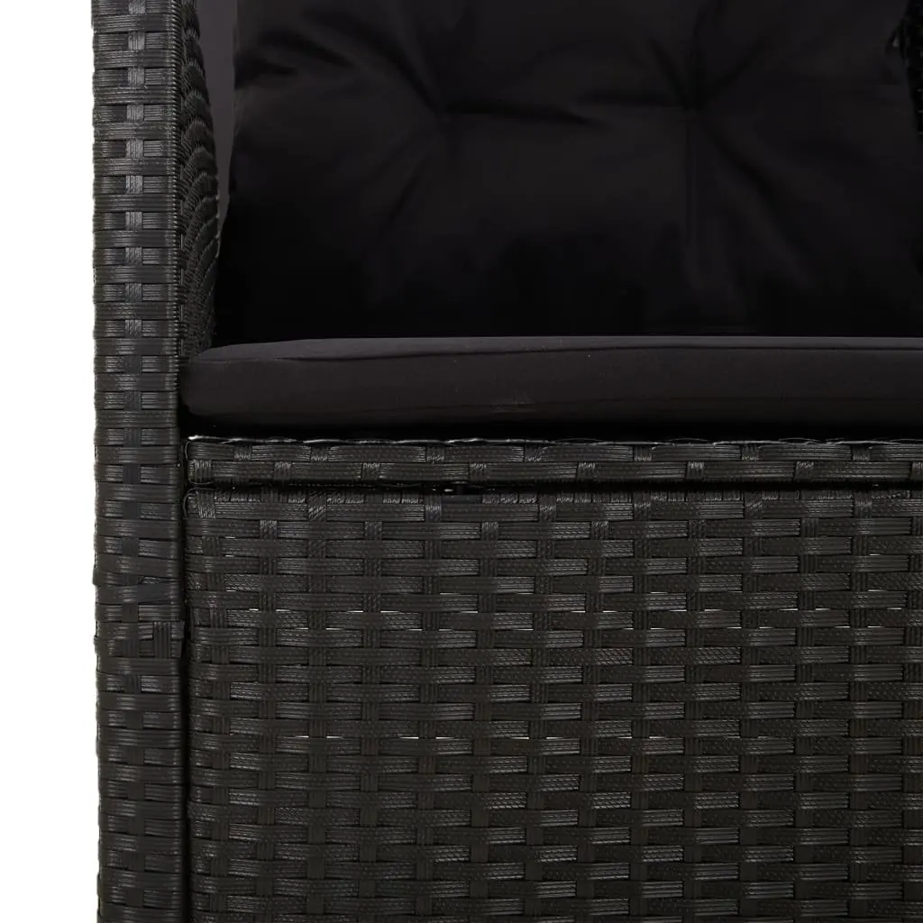 Garden Lounge Set Outdoor Use 3 Piece Black Poly Rattan Patio Seating