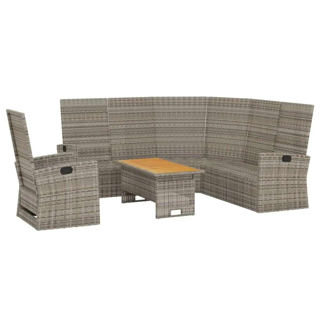 3 Piece Garden Lounge Set Outdoor Patio Furniture with Cushions Grey Rattan