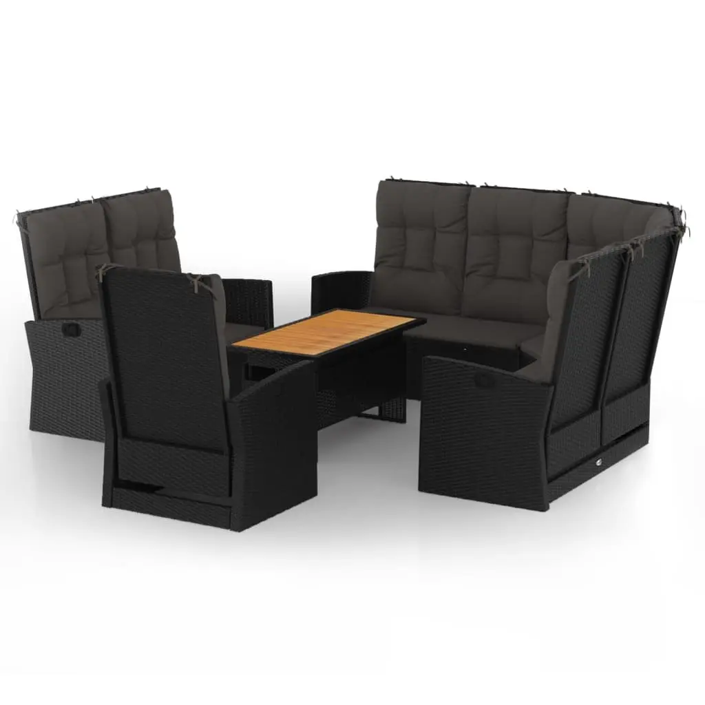 4 Piece Garden Lounge Set for Outdoor Use Black