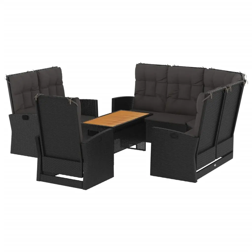 4 Piece Garden Lounge Set for Outdoor Use Black