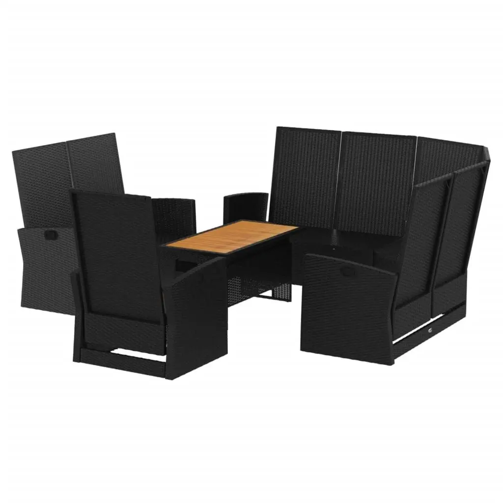 4 Piece Garden Lounge Set for Outdoor Use Black