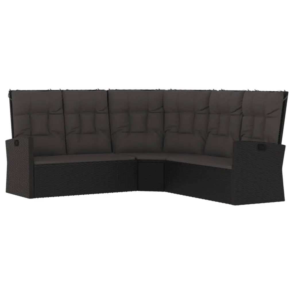 4 Piece Garden Lounge Set for Outdoor Use Black