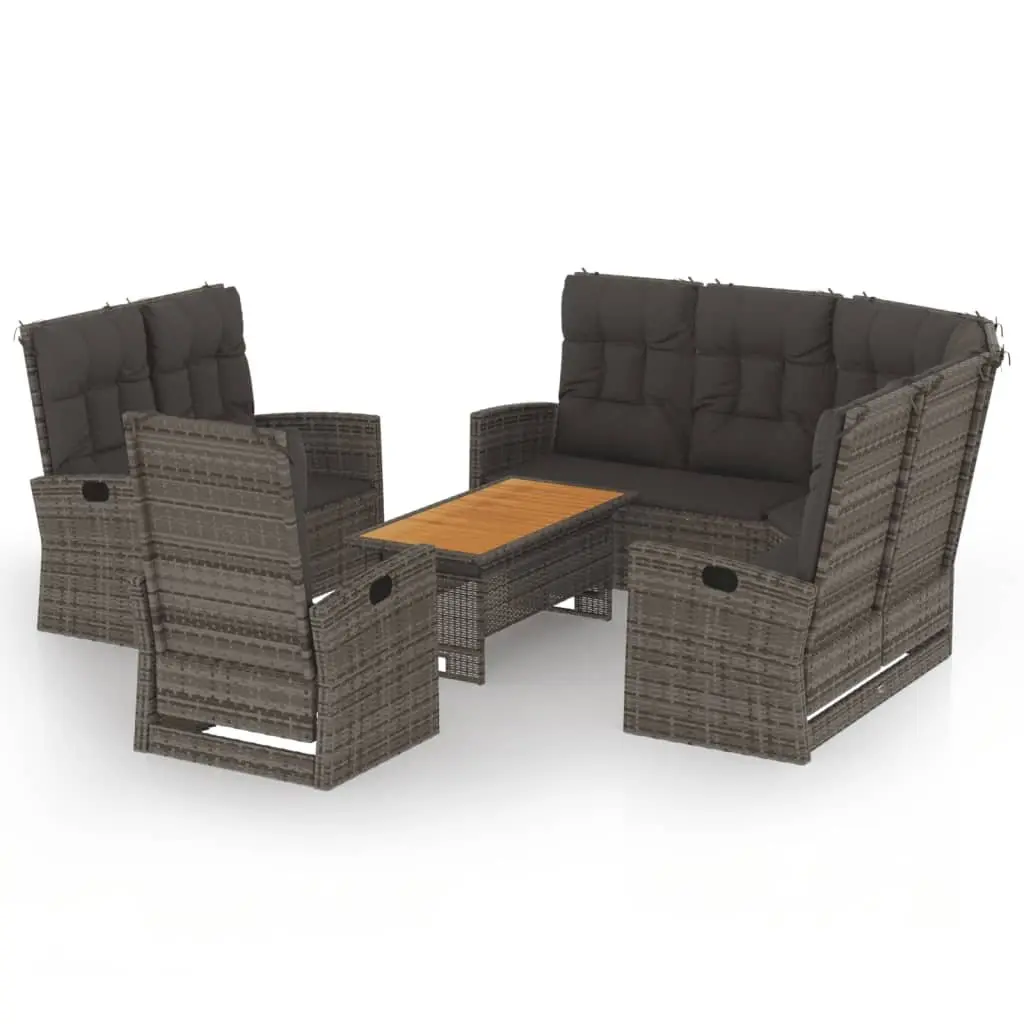 4 Piece Garden Lounge Set Outdoor Furniture Grey PE Rattan Patio
