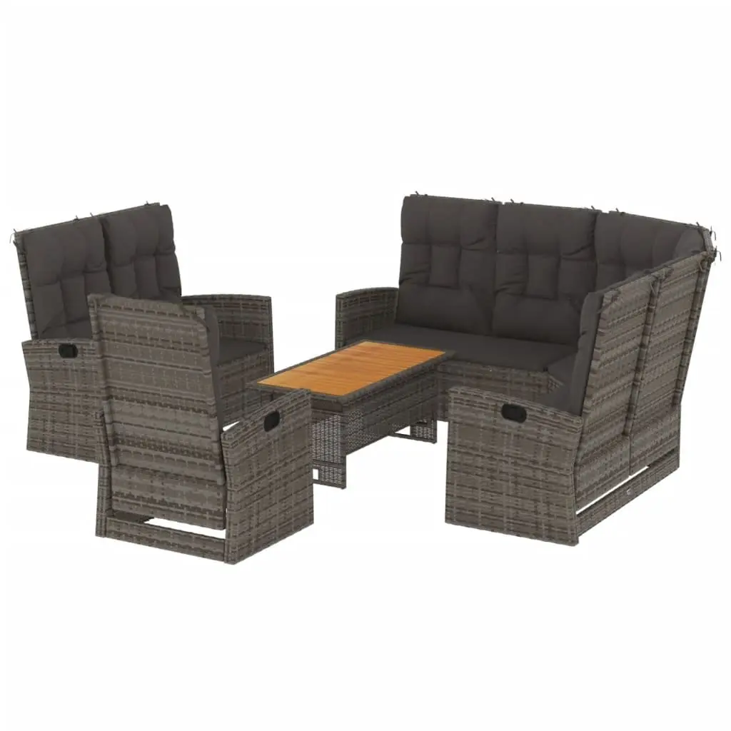 4 Piece Garden Lounge Set Outdoor Furniture Grey PE Rattan Patio