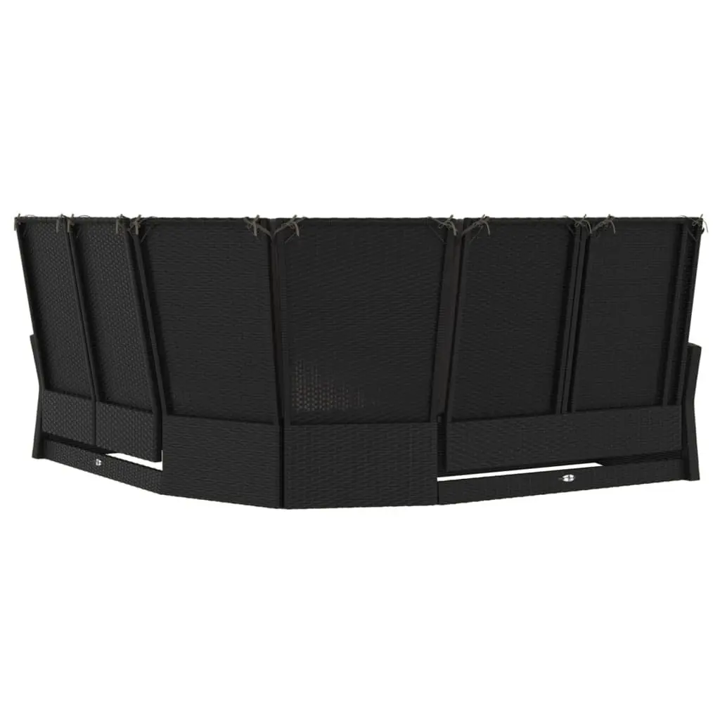 Black Reclining Corner Sofa with Cushions and Adjustable Backrest