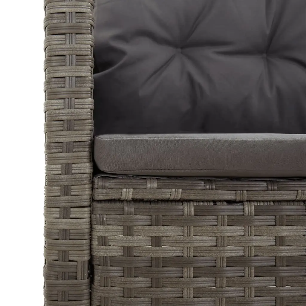 Reclining Corner Sofa with Cushions Grey Poly Rattan Outdoor Garden Seating