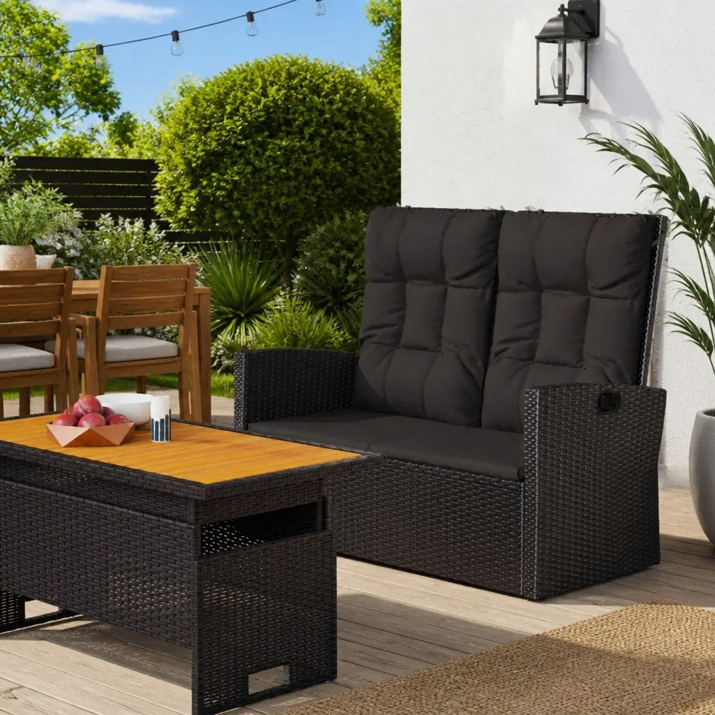 Reclining Garden Bench with Cushions