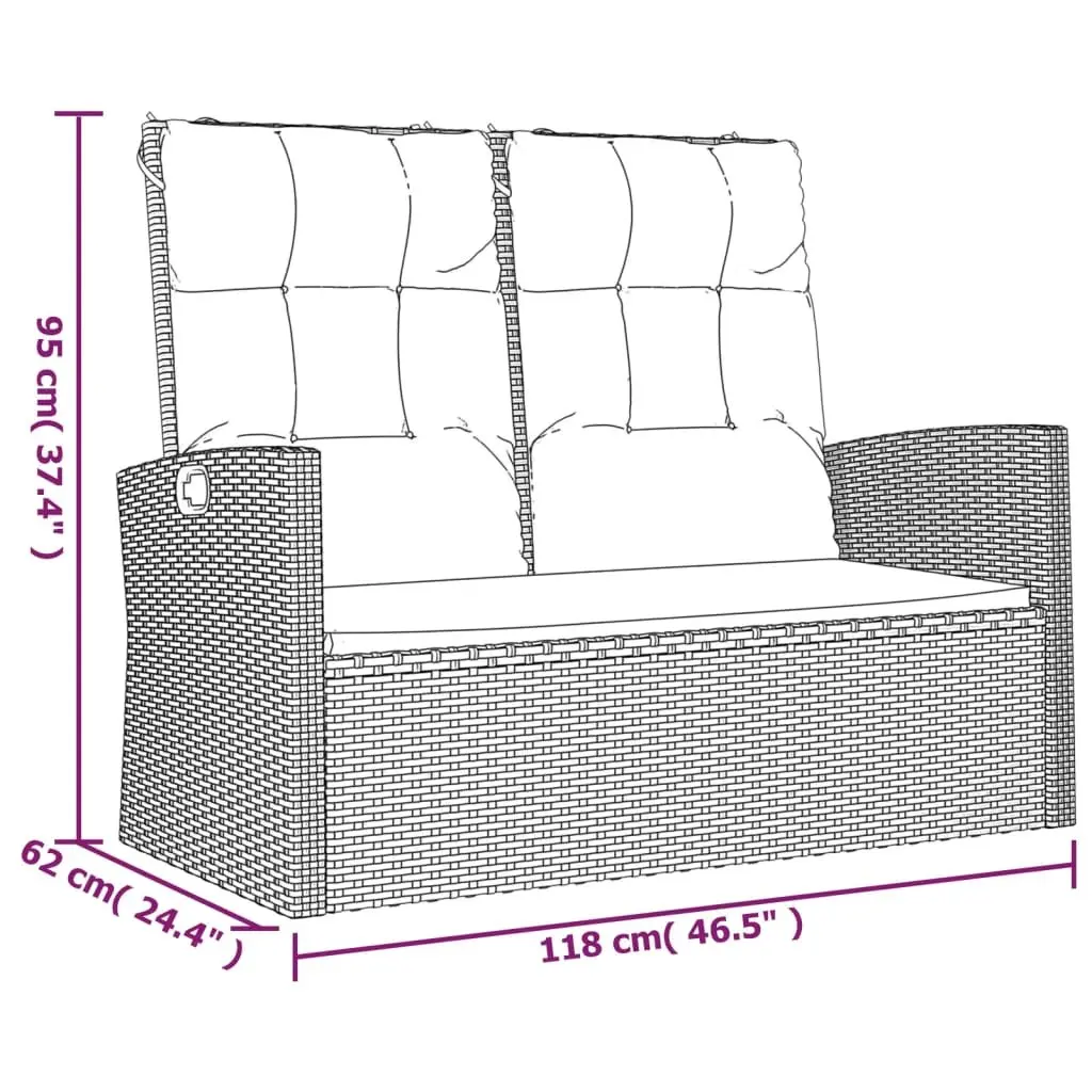 Reclining Garden Bench with Cushions