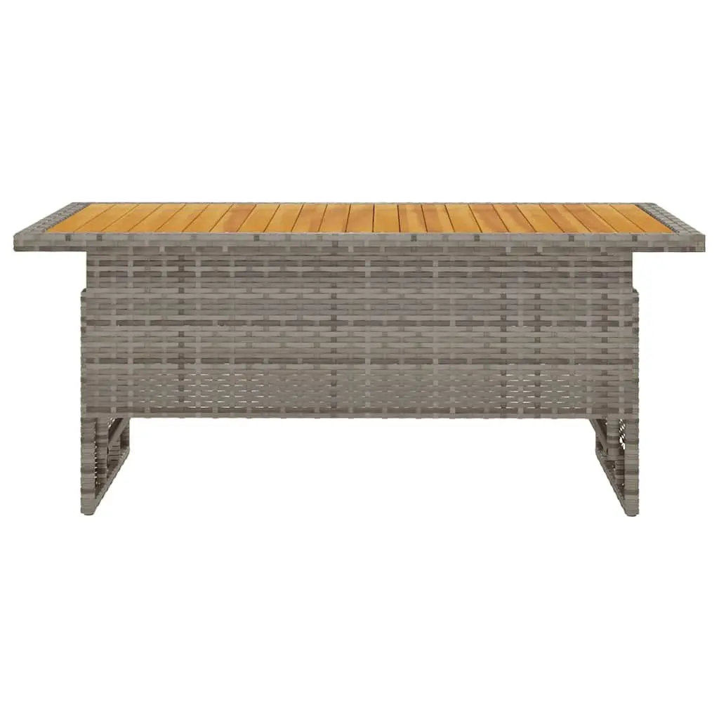Garden Table with Adjustable Height, Solid Acacia & Rattan