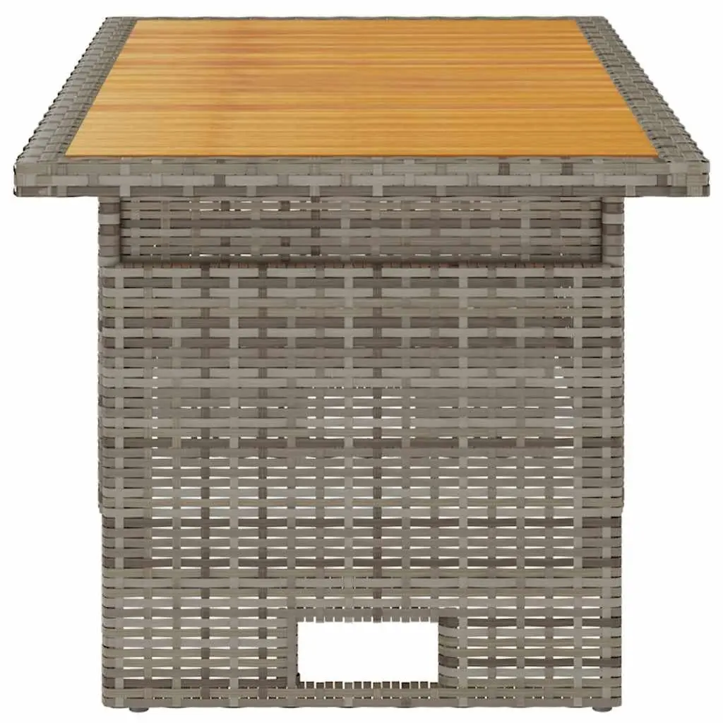 Garden Table with Adjustable Height, Solid Acacia & Rattan