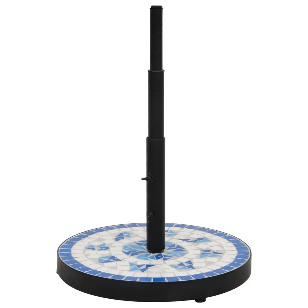 Parasol Base Round Blue White Outdoor Umbrella Stand Weight Ceramic Tile