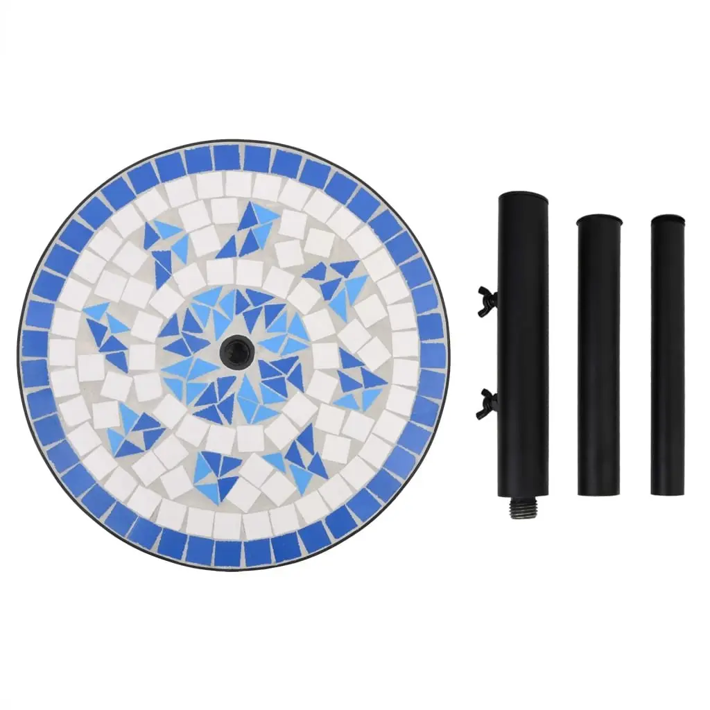 Parasol Base Round Blue White Outdoor Umbrella Stand Weight Ceramic Tile