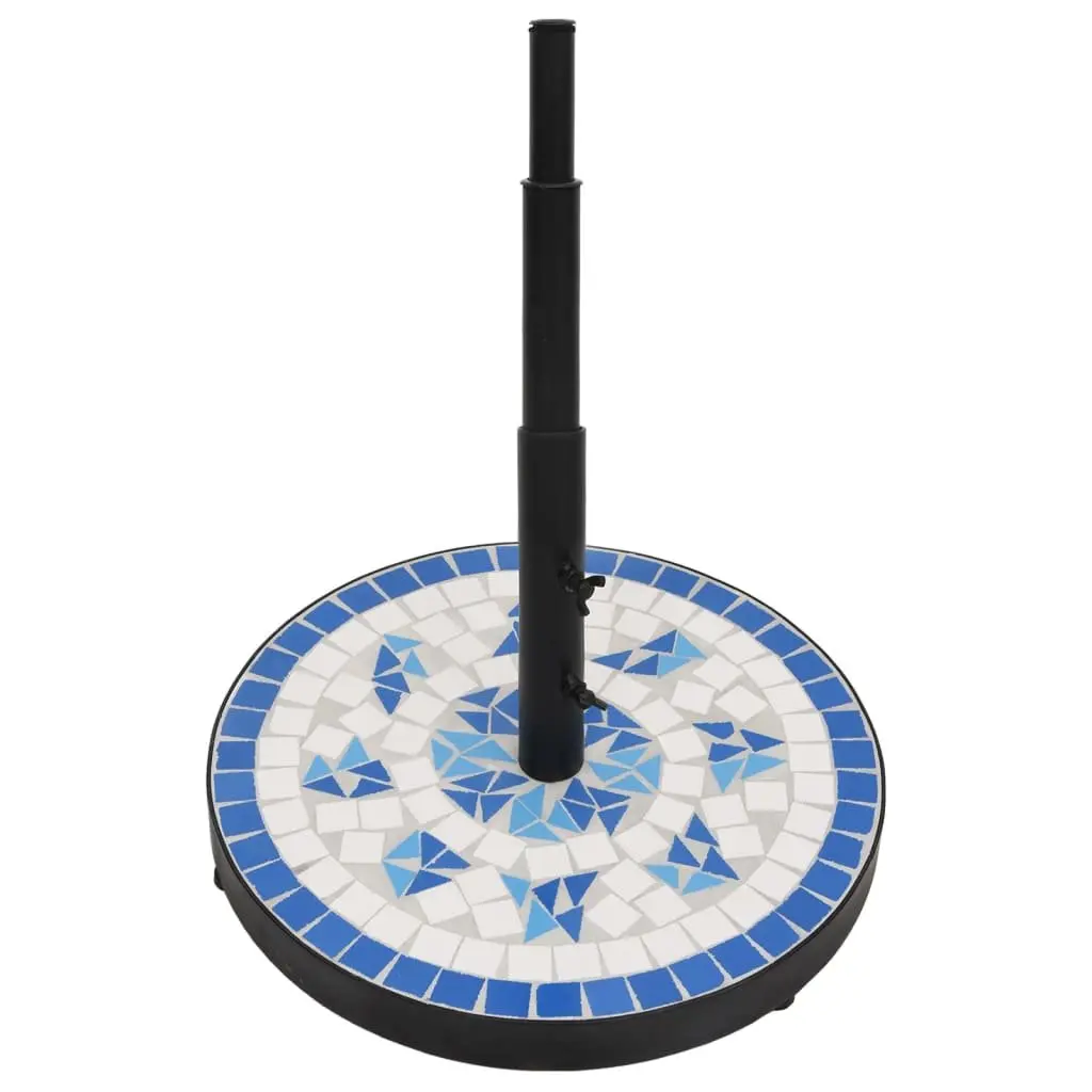 Parasol Base Round Blue White Outdoor Umbrella Stand Weight Ceramic Tile