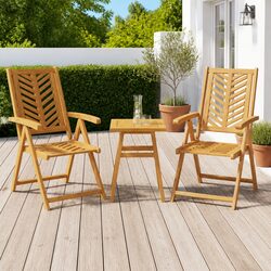 Outdoor Reclining Garden Chairs 2 Pieces Solid Wood Acacia Brown Chevron