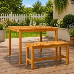 80cm Garden Bench - Solid Acacia Wood with Diagonal Slats