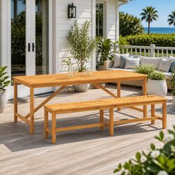 Acacia Wood Garden Dining Table 200 x 90 x 74 cm