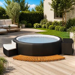 Hot Tub Surround with Bench and Acacia Wood Step