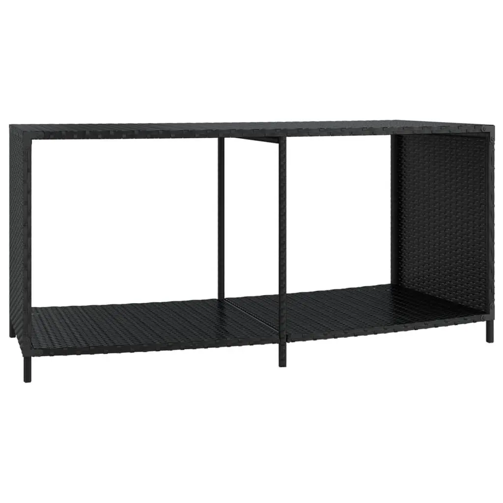 Black Rattan Storage Shelves, 2 Pcs with Powder-Coated Frame