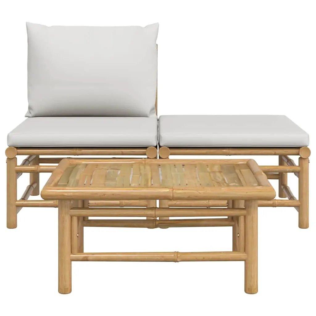 3 Piece Garden Lounge Set Bamboo Outdoor Use with Cushions
