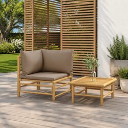 Bamboo Outdoor Lounge Set - 2 Pieces with Coffee Table