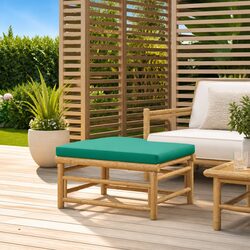 Bamboo Garden Footstool with Green Cushion - Modular Design