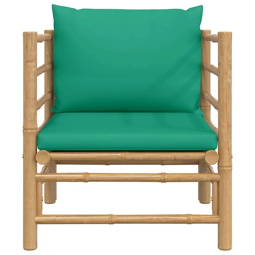 Bamboo Outdoor Garden Sofa Modular Sectional Lounge Seating with Green Cushions