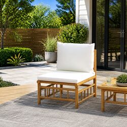 Outdoor Bamboo Middle Sofa with Cream Cushions Specifications